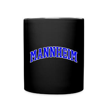 Mannheim Schriftzug Blau Weiß - Tasse einfarbig - Schwarz - Vorne