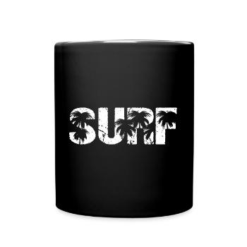 Surf Palmen Wellenreiten Surfer - Tasse einfarbig - Schwarz - Vorne
