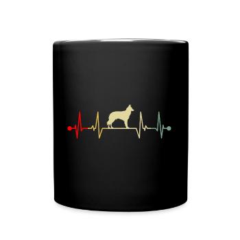 Belgian Groenendael Lover Heartbeat Vintage - Full Colour Mug - black - Front