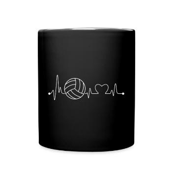 Volleyball Herzschlag - Tasse einfarbig - Schwarz - Vorne
