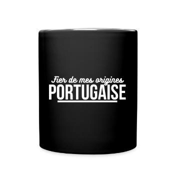 Fier de mes origines Portugaise - Mug uni - noir - Devant