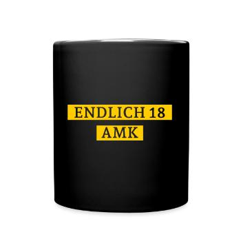 Volljährig amk - Tasse einfarbig - Schwarz - Vorne