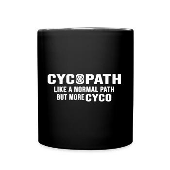 Fahrrad Rennrad Fahrradkette "cycopath" Radfahrer - Tasse einfarbig - Schwarz - Vorne