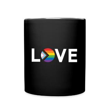 Mois de la fierté LGBT - Love is Love - Drapeau LGBTQIA+ - Mug uni - noir - Devant