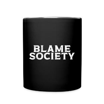 Blame Society Retro Anti-Social Statement - Tasse einfarbig - Schwarz - Vorne