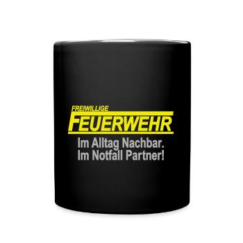 Feuerwehr - Ehrenamt - Freiwillige Feuerwehr - Tasse einfarbig - Schwarz - Vorne