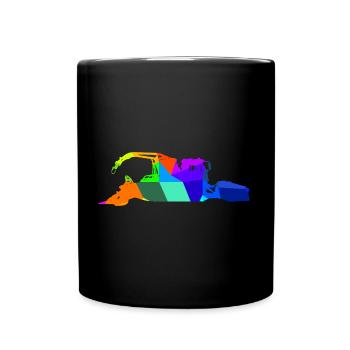 Bunte Regenbogen Pistenraupe Schneefahrzeuge - Tasse einfarbig - Schwarz - Vorne