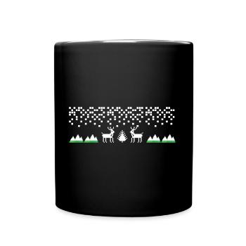 Weihnachten Pixel Rentiere - Tasse einfarbig - Schwarz - Vorne