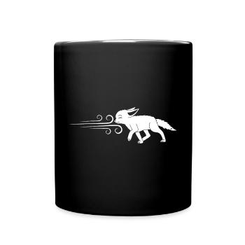 Der weiße Fuchs und der Wind - Tasse einfarbig - Schwarz - Vorne