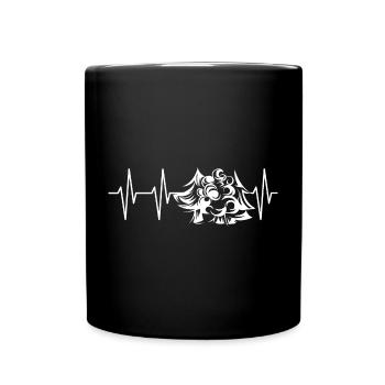 forêt, battement de coeur, arbres, arbre, forêts, pouls, nature, icône - Mug uni - noir - Devant