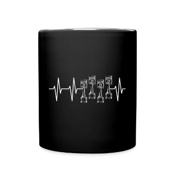 Heartbeat Piston Tuning Tuner Cars Engine Graphics - Full Colour Mug - black - Front