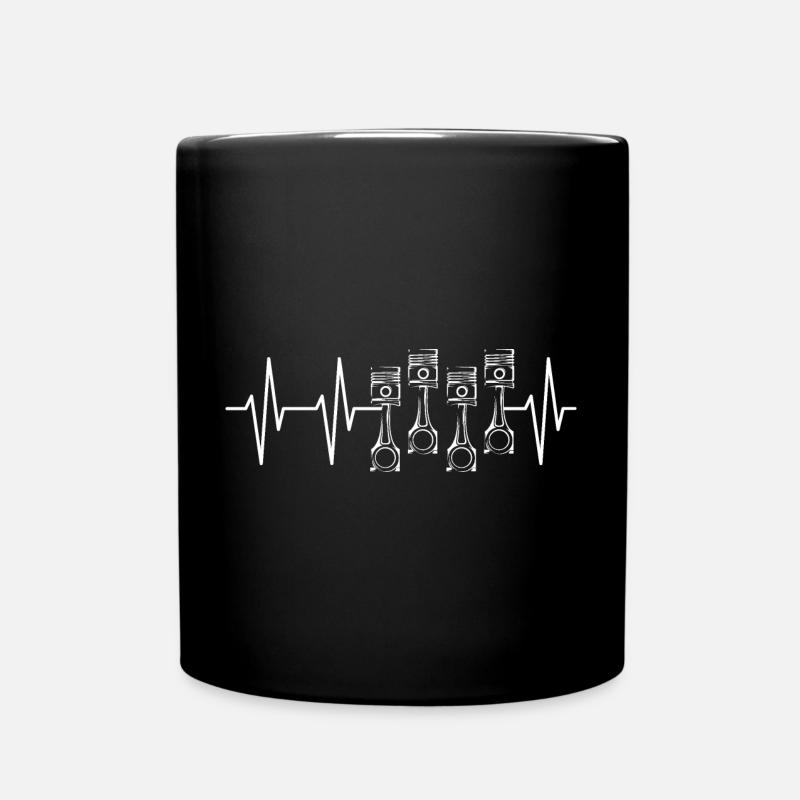 Herzschlag Kolben tuning Tuner Autos Motor Grafik - Tasse einfarbig - Schwarz