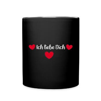 rotes Herz rot Herzen rot Herz Geschenk - Tasse einfarbig - Schwarz - Vorne