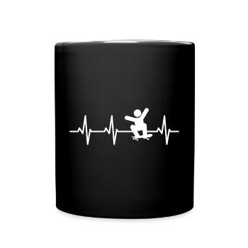 Skateboarder Strichmännchen Kardiogramm - Tasse einfarbig - Schwarz - Vorne