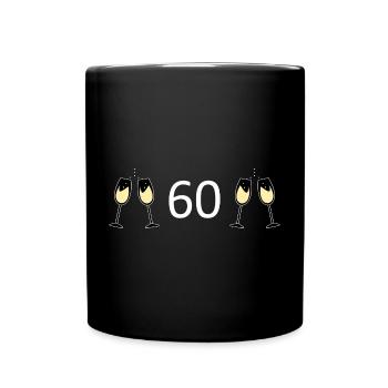 60th Birthday 60 Years Anniversary 60 Number 60 White - Full Colour Mug - black - Front