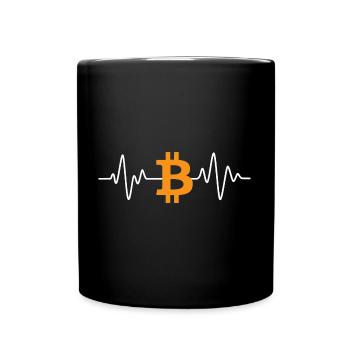 Bitcoin Herzschlag - Tasse einfarbig - Schwarz - Vorne
