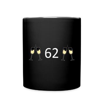 62.Geburtstag 62 Jahre Jubiläum 62 Zahl 62 weiß - Tasse einfarbig - Schwarz - Vorne