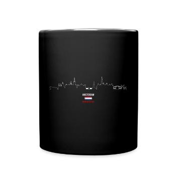 Skyline Amsterdam Herzschlag - Tasse einfarbig - Schwarz - Vorne