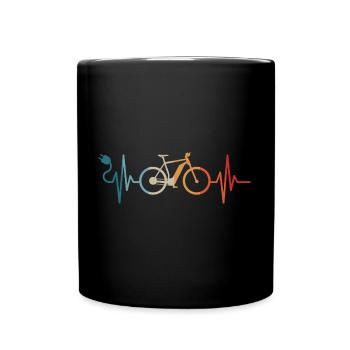 E-Bike Fahrrad Radfahrer E-MTB Mountainbike - Tasse einfarbig - Schwarz - Vorne
