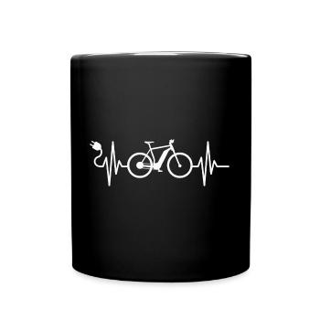 E-Bike Fahrrad Radfahrer E-MTB Mountainbike - Tasse einfarbig - Schwarz - Vorne