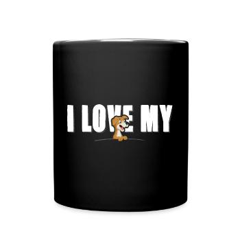 I love my Dog - white Font - Full Colour Mug - black - Front