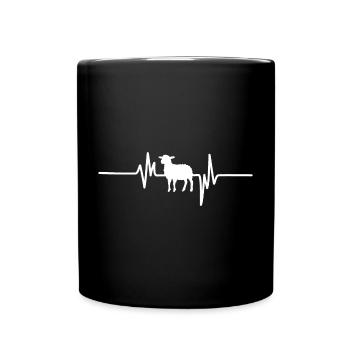 Herzschlag Schaf Illustration - Tasse einfarbig - Schwarz - Vorne