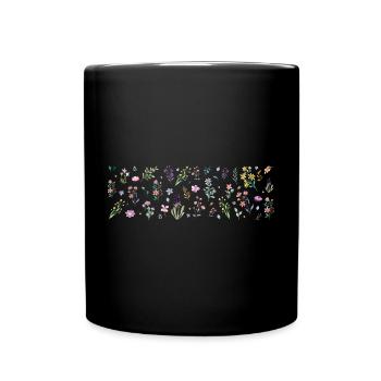 Midnight Bloom Botanical Print - Full Colour Mug - black - Front