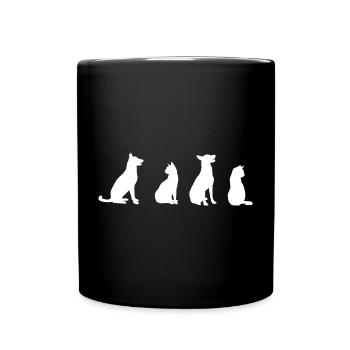 Cats and Dogs Drawing - Full Colour Mug - black - Front