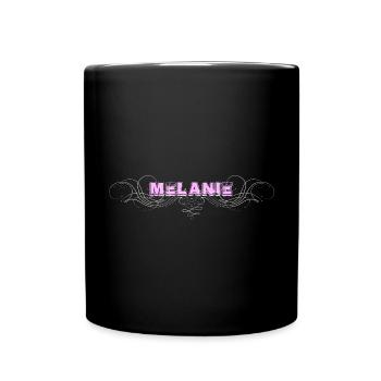 Lettrage MELANIE avec lignes décoratives - Mug uni - noir - Devant