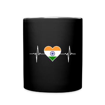 India Flag Heartbeat - Full Colour Mug - black - Front