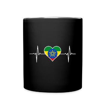 Ethiopia Flag Heartbeat - Full Colour Mug - black - Front