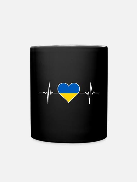 Battement de cœur du drapeau de l’Ukraine - Mug uni - noir