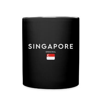 Flagge von Singapur, Stolz auf Singapur - Tasse einfarbig - Schwarz - Vorne