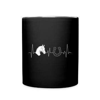 Tête de cheval Fer à cheval Coeur ligne - Mug uni - noir - Devant