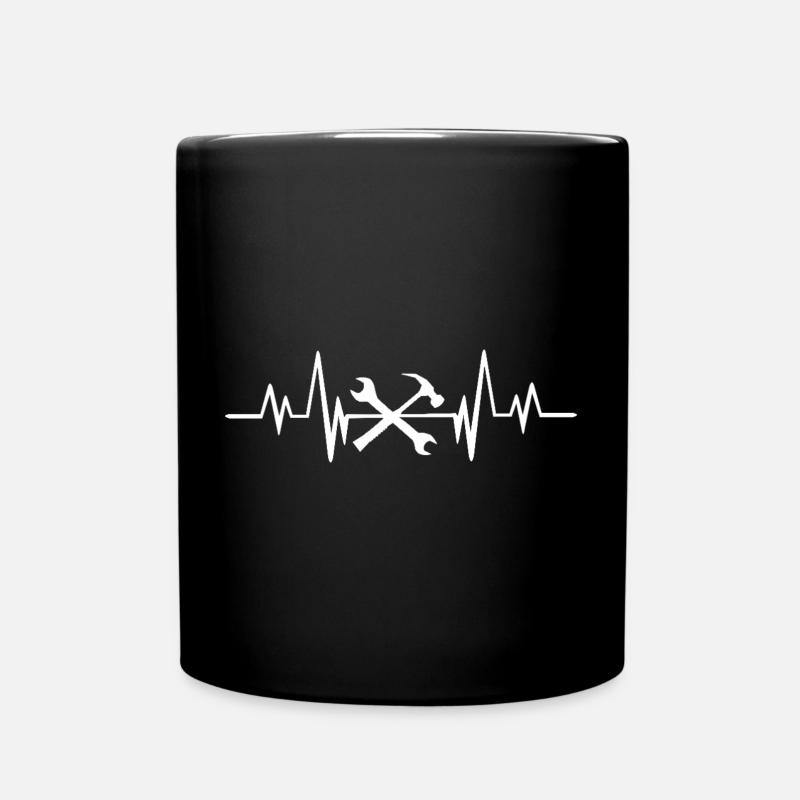 Herzschlag mechaniker - Tasse einfarbig - Schwarz