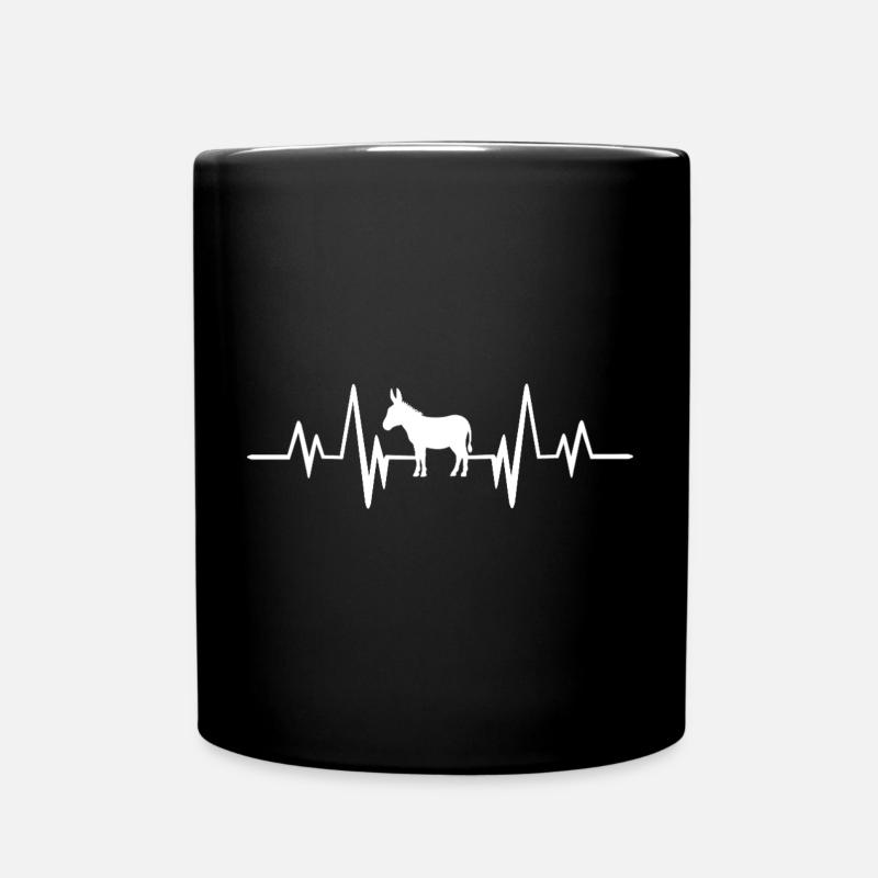 Herzschlag Esel - Tasse einfarbig - Schwarz