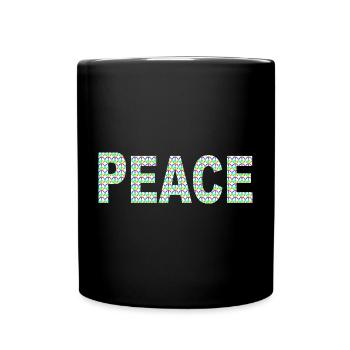 Peace Word with Peace Sign - Full Colour Mug - black - Front