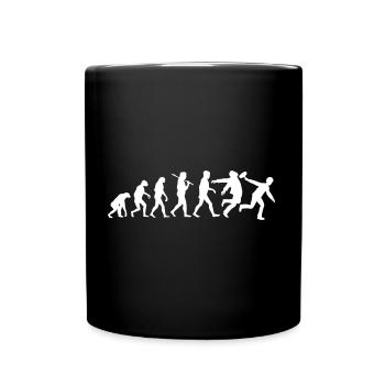 Evolution Eisstockschießen lustig - Tasse einfarbig - Schwarz - Vorne