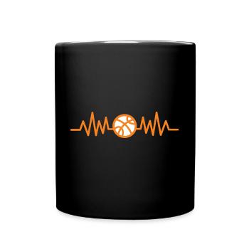 Basketball Herzschlag - Tasse einfarbig - Schwarz - Vorne