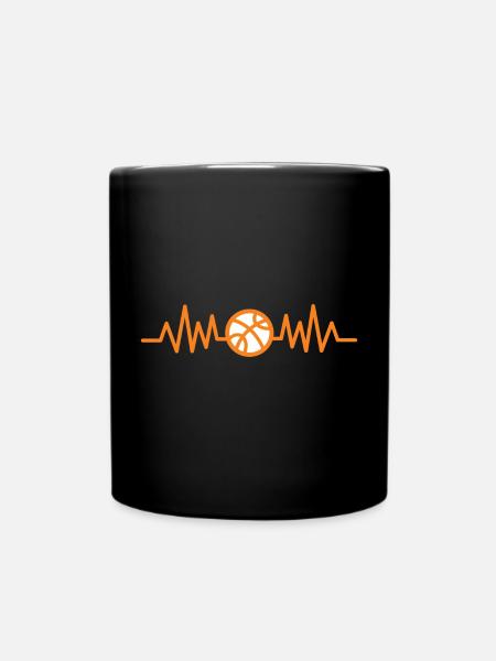 Basketball heartbeat - Full Colour Mug - black