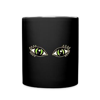 chat chats yeux visage Halloween animaux formes - Mug uni - noir - Devant