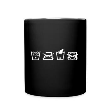 Instructions de lavage repassage lavage icônes domestiques - Mug uni - noir - Devant