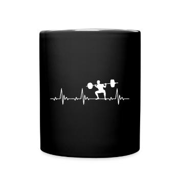 Kniebeuge Bodybuilding Herzschlag für Gewichtheber - Tasse einfarbig - Schwarz - Vorne