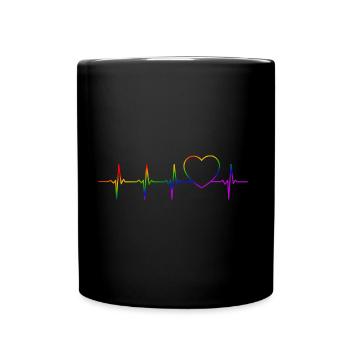 LGBT Herzschlag EKG Gay Pride - Tasse einfarbig - Schwarz - Vorne