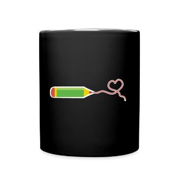 Pen with heart drawing draw pencil - Full Colour Mug - black - Front