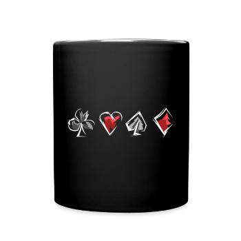 Game Colors Cards Symbol Heart Spades Caro Cross - Full Colour Mug - black - Front