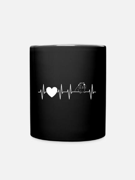 Herzschlag Meerschweinchen weiss mit Herz - Tasse einfarbig - Schwarz