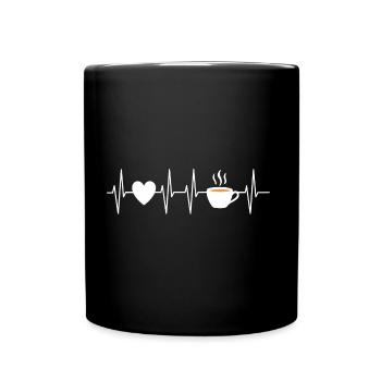 Herzschlag Kaffeeliebe - Kaffee Geschenk - Tasse einfarbig - Schwarz - Vorne