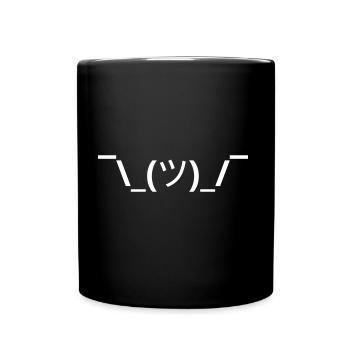 Schulterzucken - Tasse einfarbig - Schwarz - Vorne