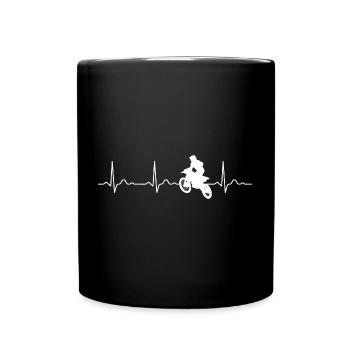Heartbeat motocross motorcycle biker gift - Full Colour Mug - black - Front